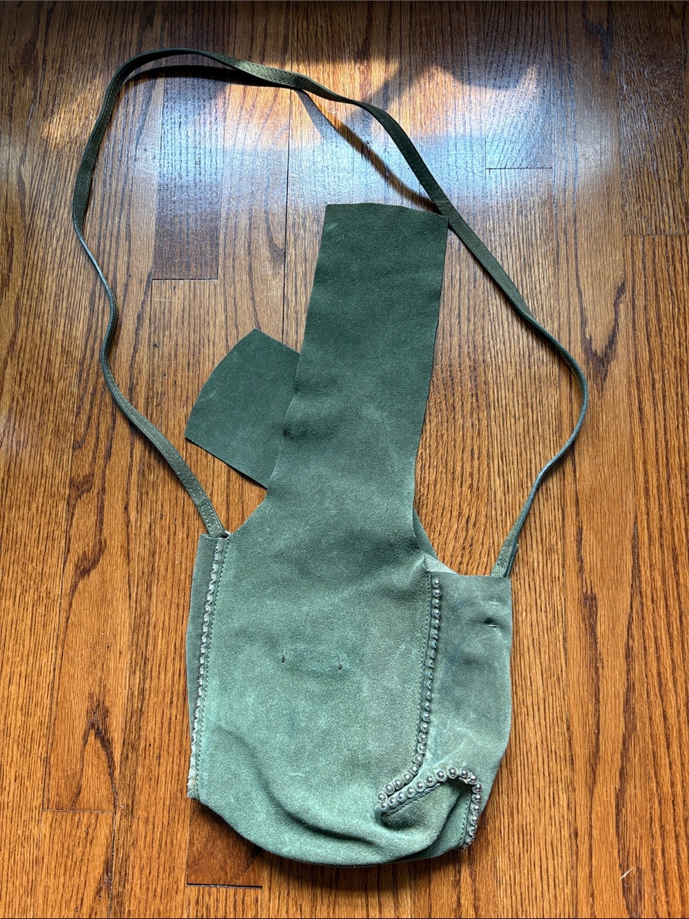 Zara Green Suede studded Crossbody Bag